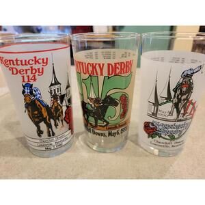 1988, 1989, 1990 Official Kentucky Derby Mint Julep Glasses Churchill Downs